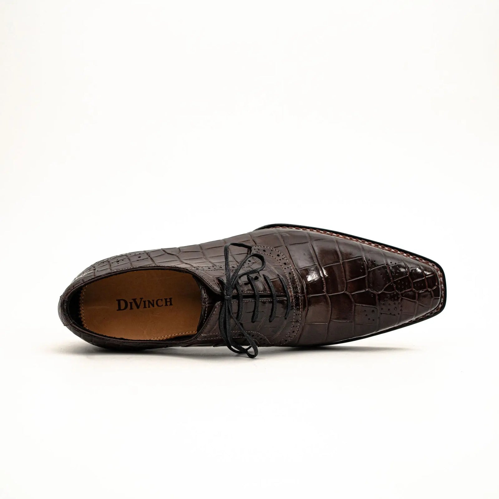 Dark Brown Crocodile Derby Shoes DIVINCH