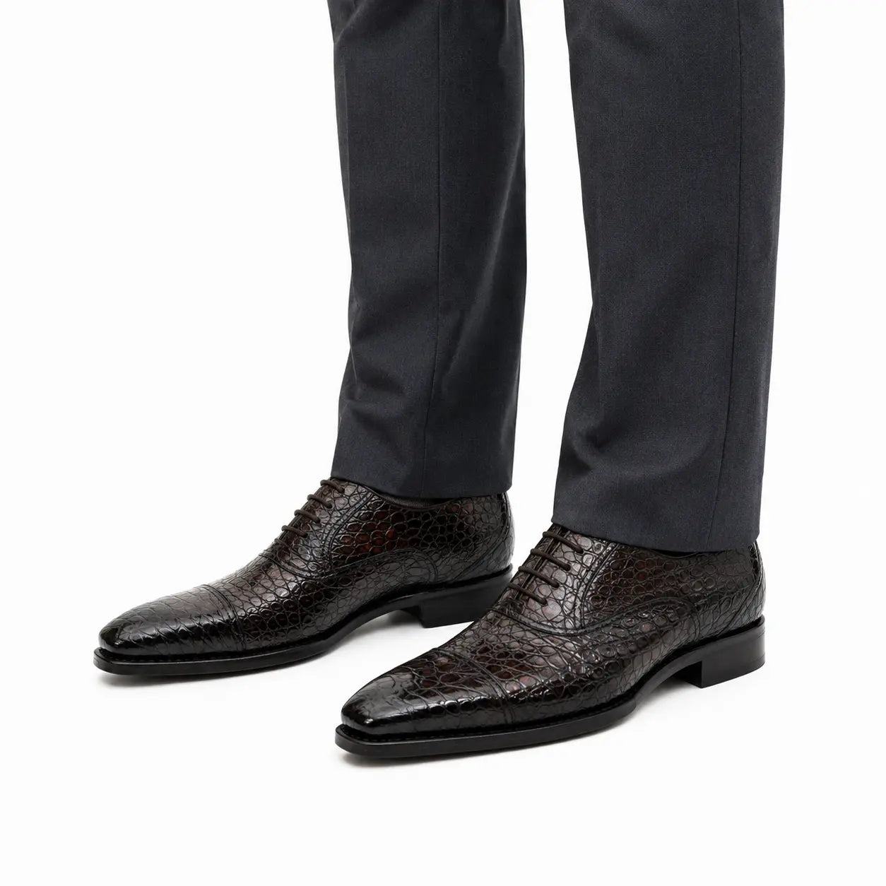 Dark Brown Crocodile Oxford Shoe