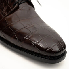 Dark Brown Crocodile-Textured Derby DIVINCH