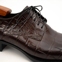 Dark Brown Crocodile-Textured Derby DIVINCH