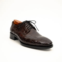 Dark Brown Crocodile-Textured Derby DIVINCH