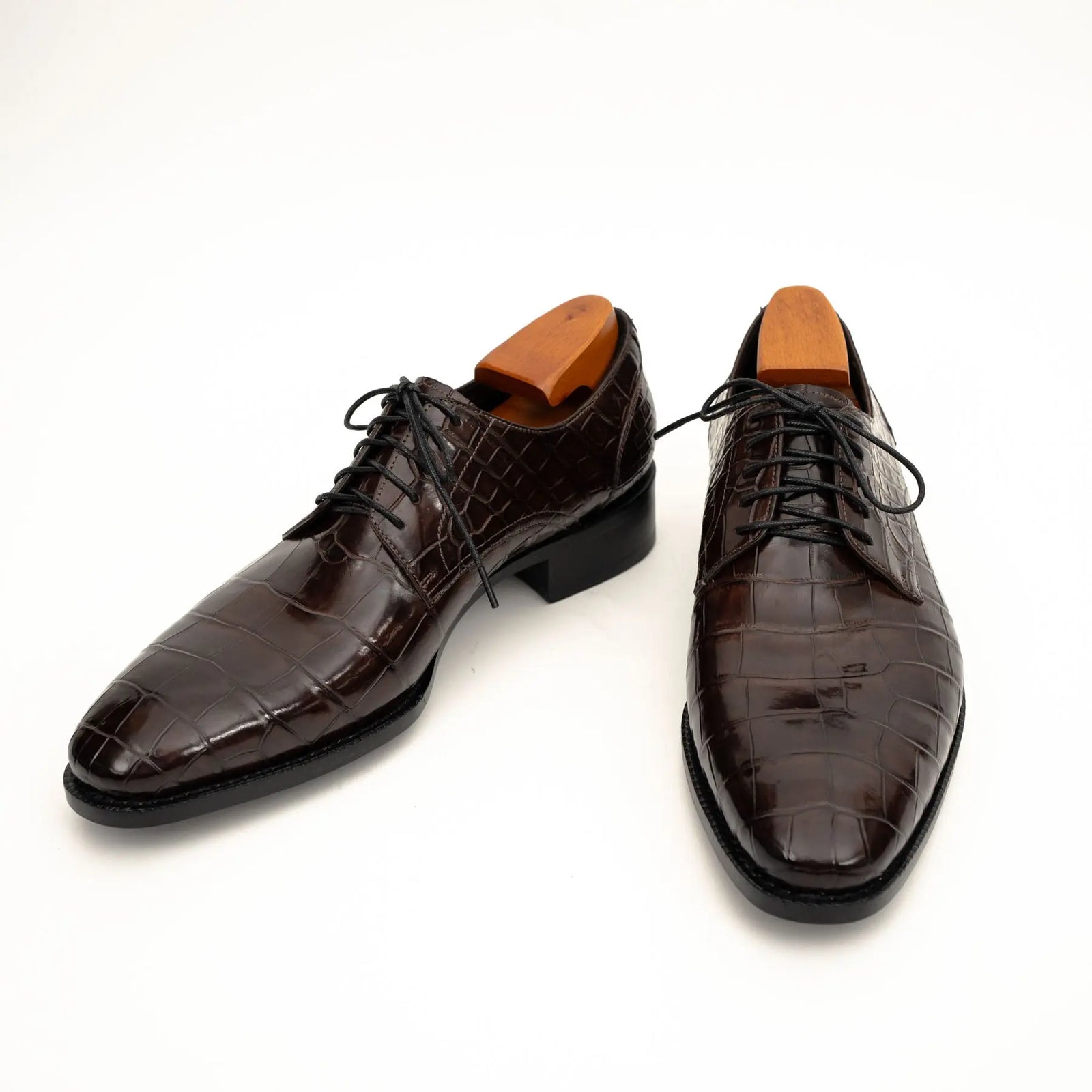 Dark Brown Crocodile-Textured Derby DIVINCH