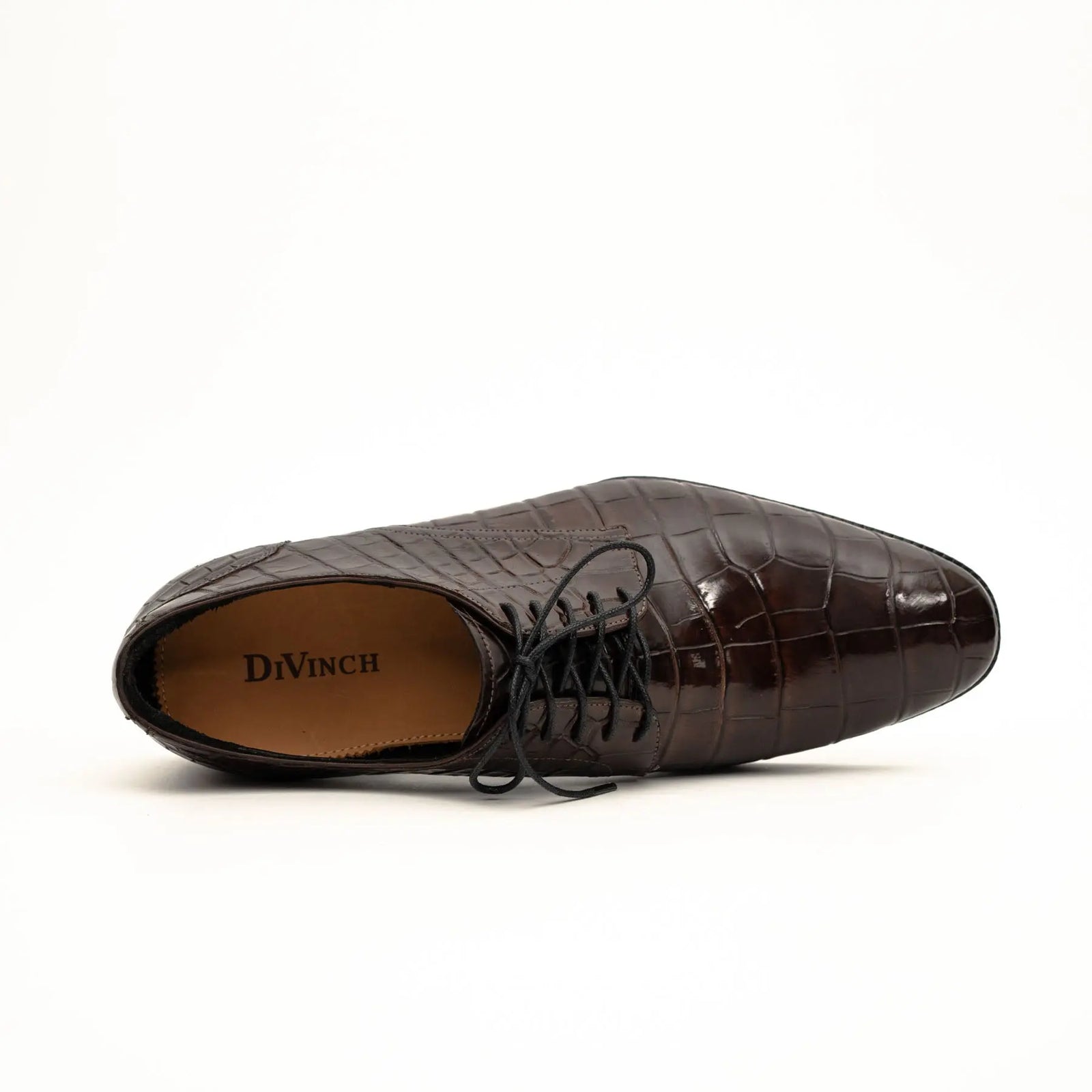 Dark Brown Crocodile-Textured Derby DIVINCH