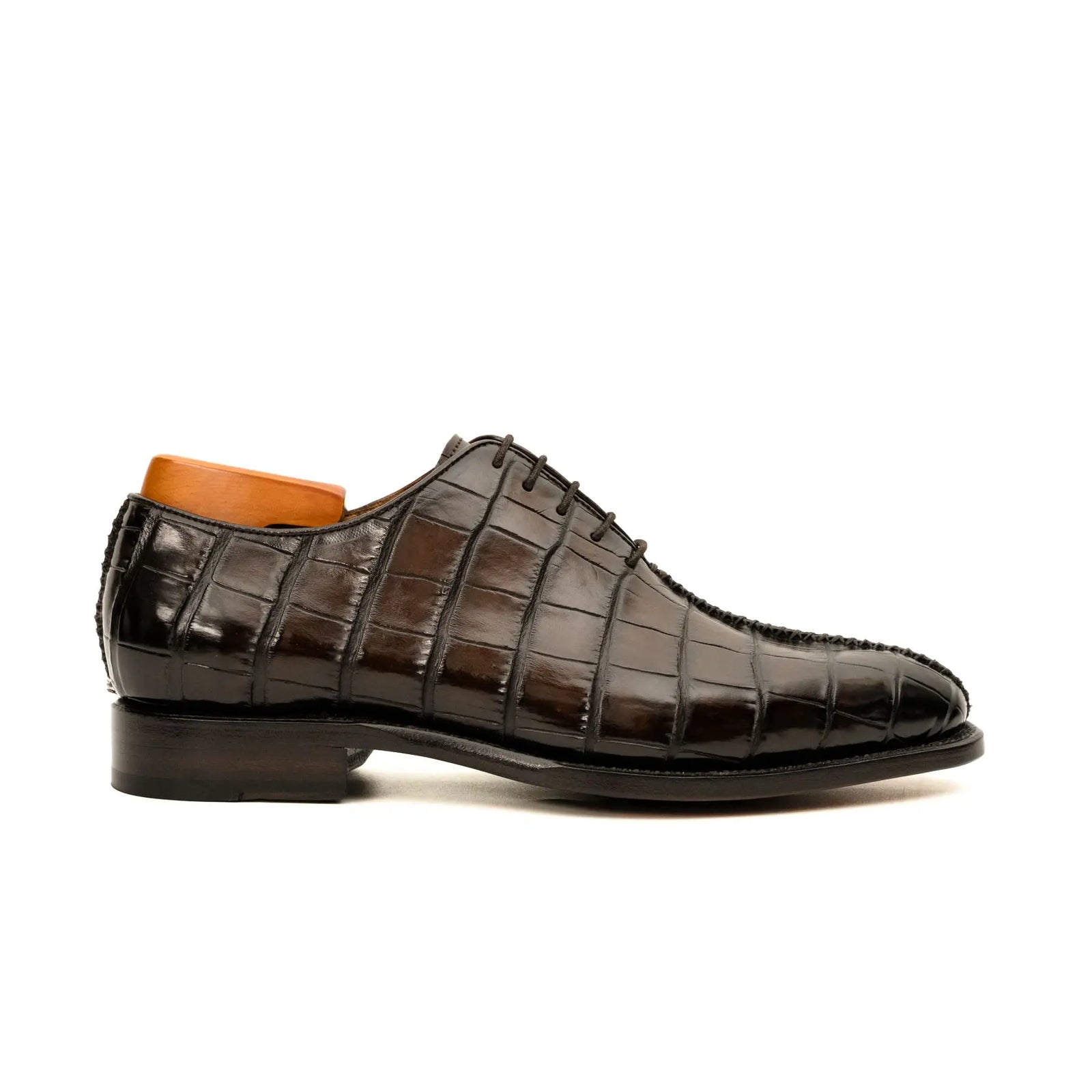 Dark Brown Crocodile-Textured Oxford DIVINCH