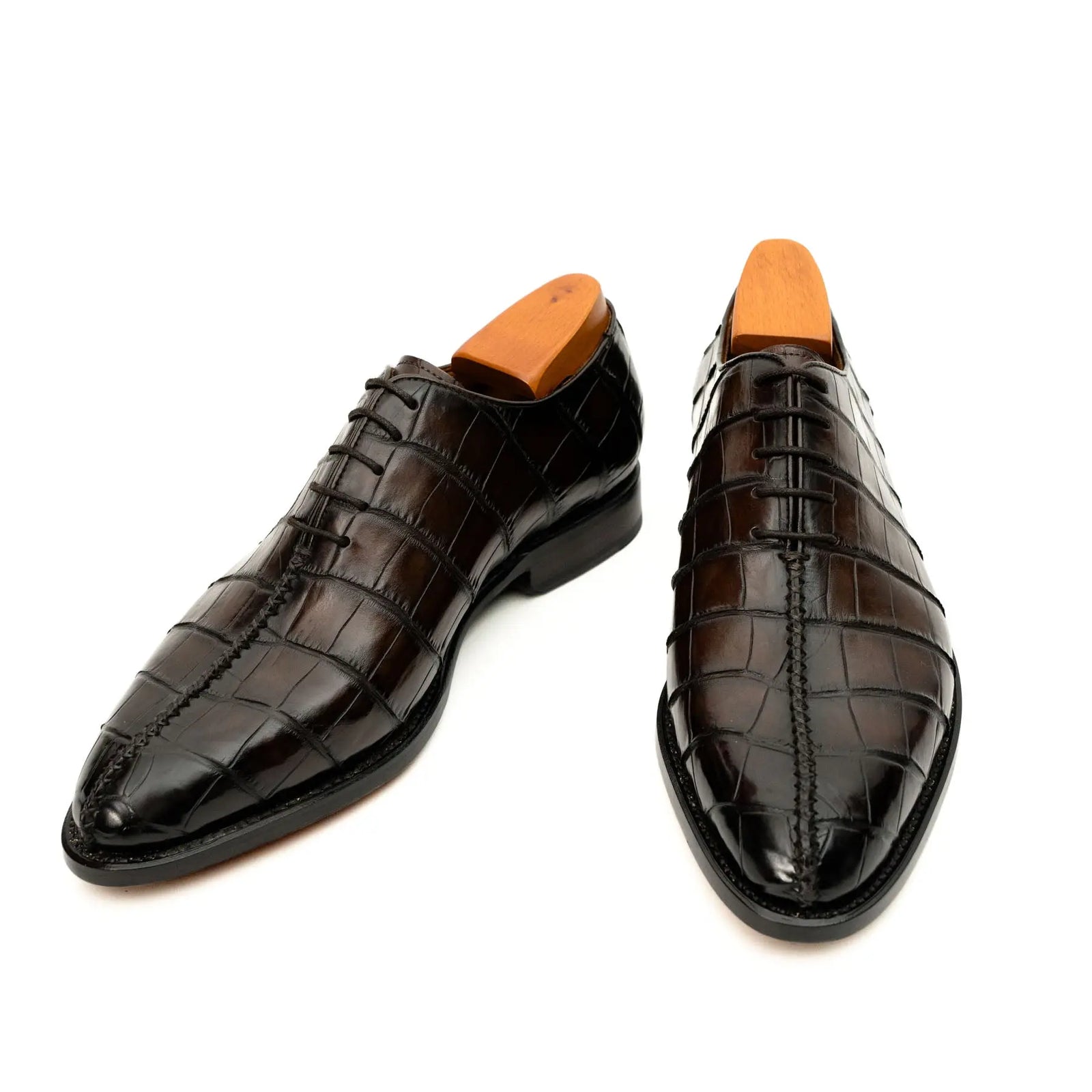 Dark Brown Crocodile-Textured Oxford DIVINCH