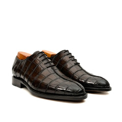 Dark Brown Crocodile-Textured Oxford DIVINCH