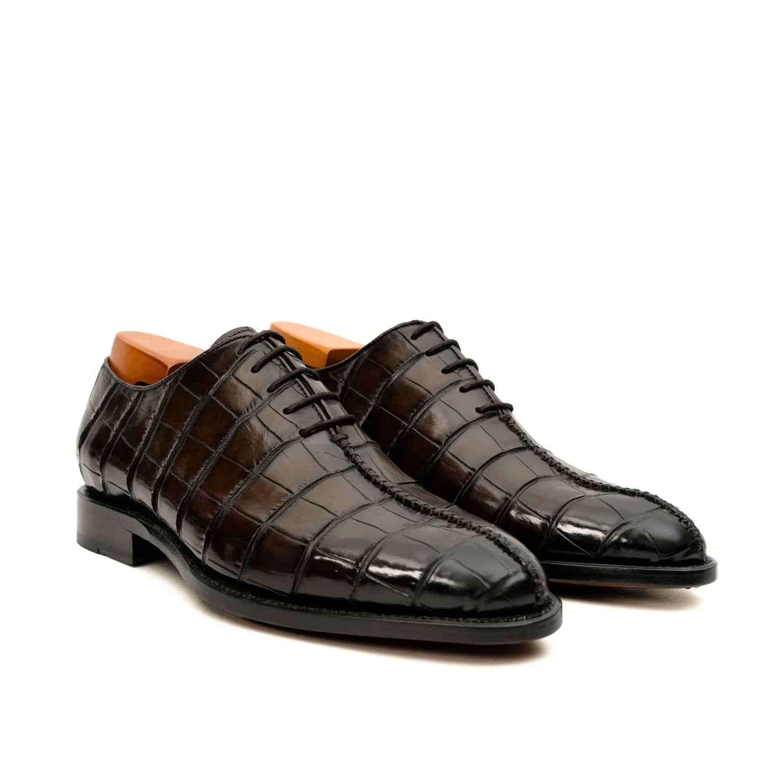 Dark Brown Crocodile-Textured Oxford DIVINCH
