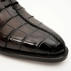 Dark Brown Crocodile-Textured Oxford DIVINCH