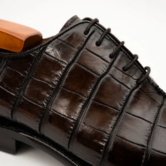 Dark Brown Crocodile-Textured Oxford DIVINCH