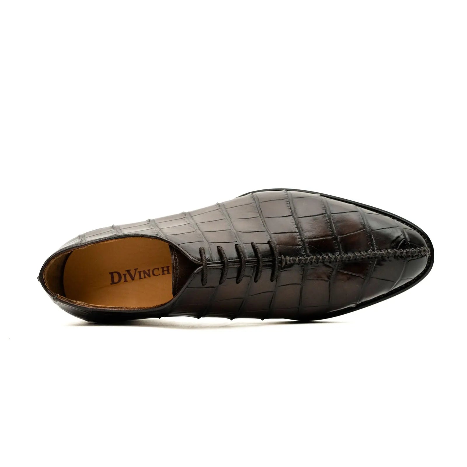 Dark Brown Crocodile-Textured Oxford DIVINCH