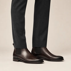 DIVINCH dark brown Goodyear Chelsea boots — on-foot studio view