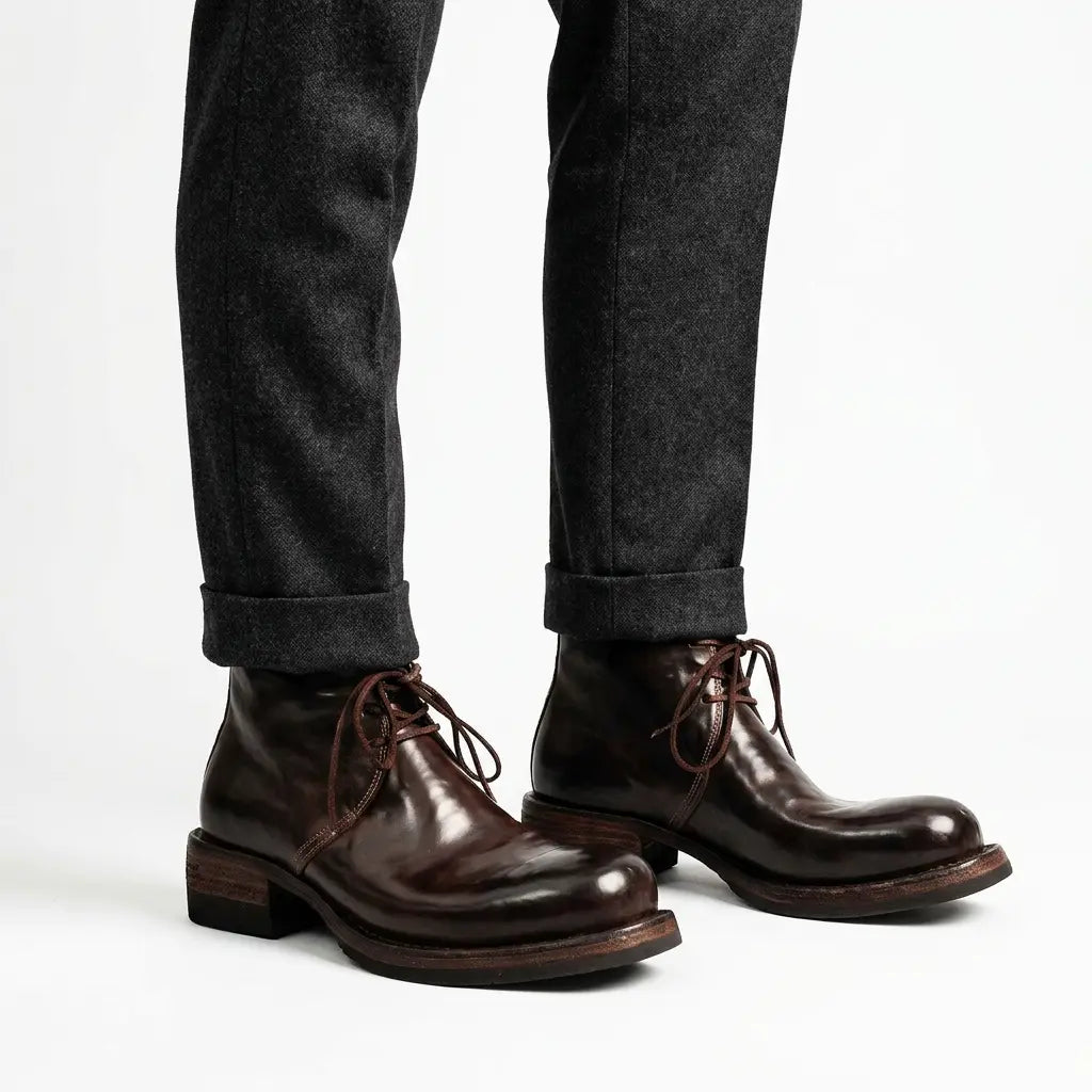 Dark Brown Washed Shell Cordovan Chukka Boots