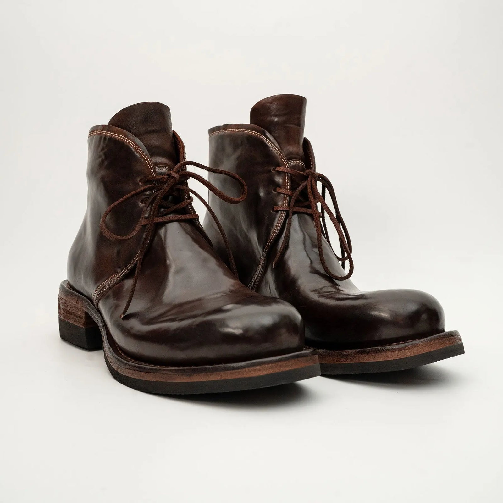 Dark Brown Washed Shell Cordovan Chukka Boots