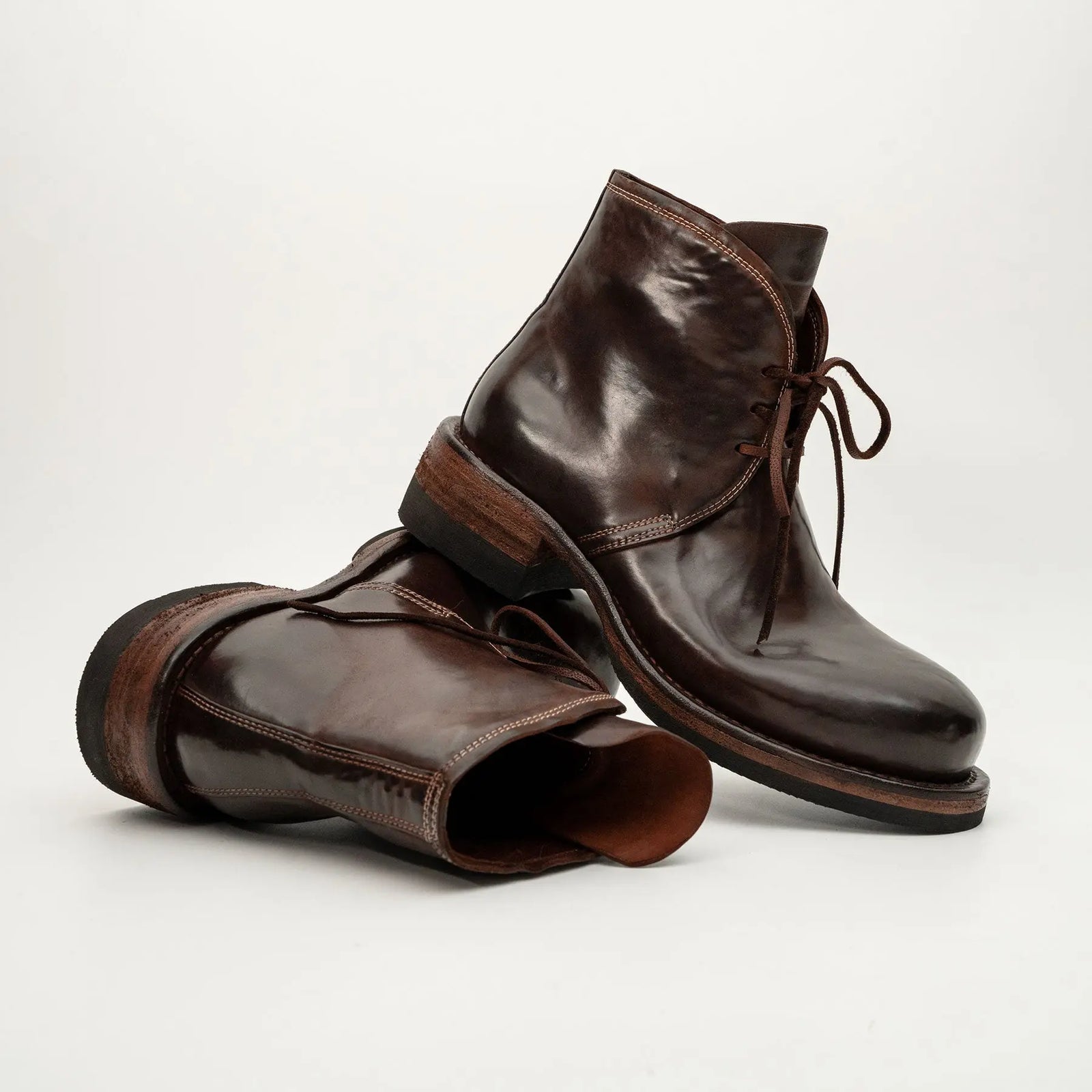 Dark Brown Washed Shell Cordovan Chukka Boots