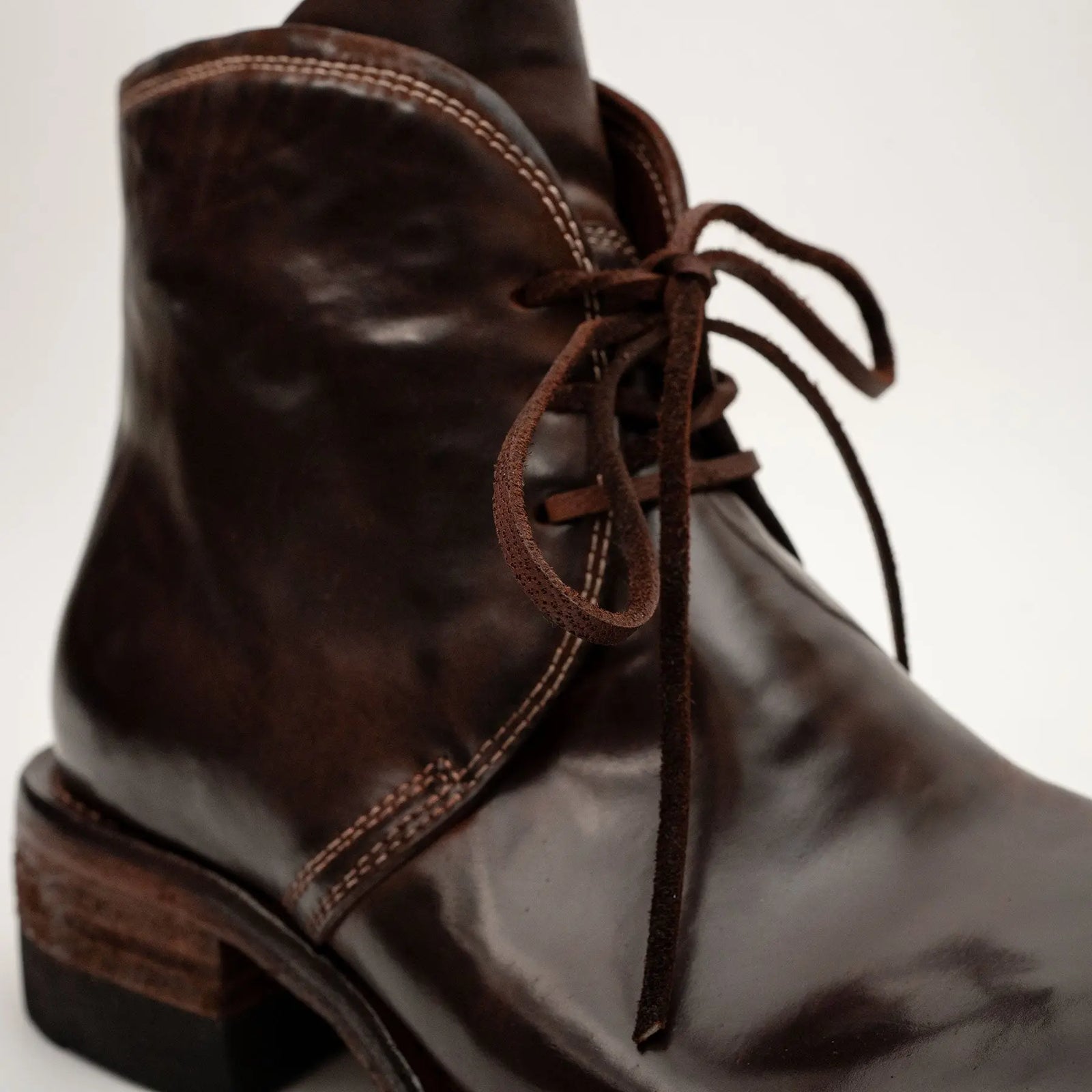 Dark Brown Washed Shell Cordovan Chukka Boots