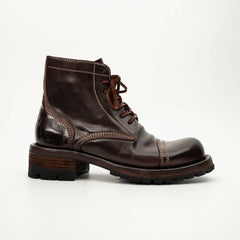 Dark Brown Horsehide Combat Boots