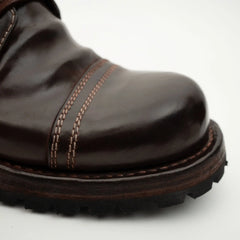 Dark Brown Horsehide Combat Boots