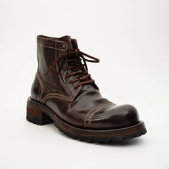Dark Brown Horsehide Combat Boots
