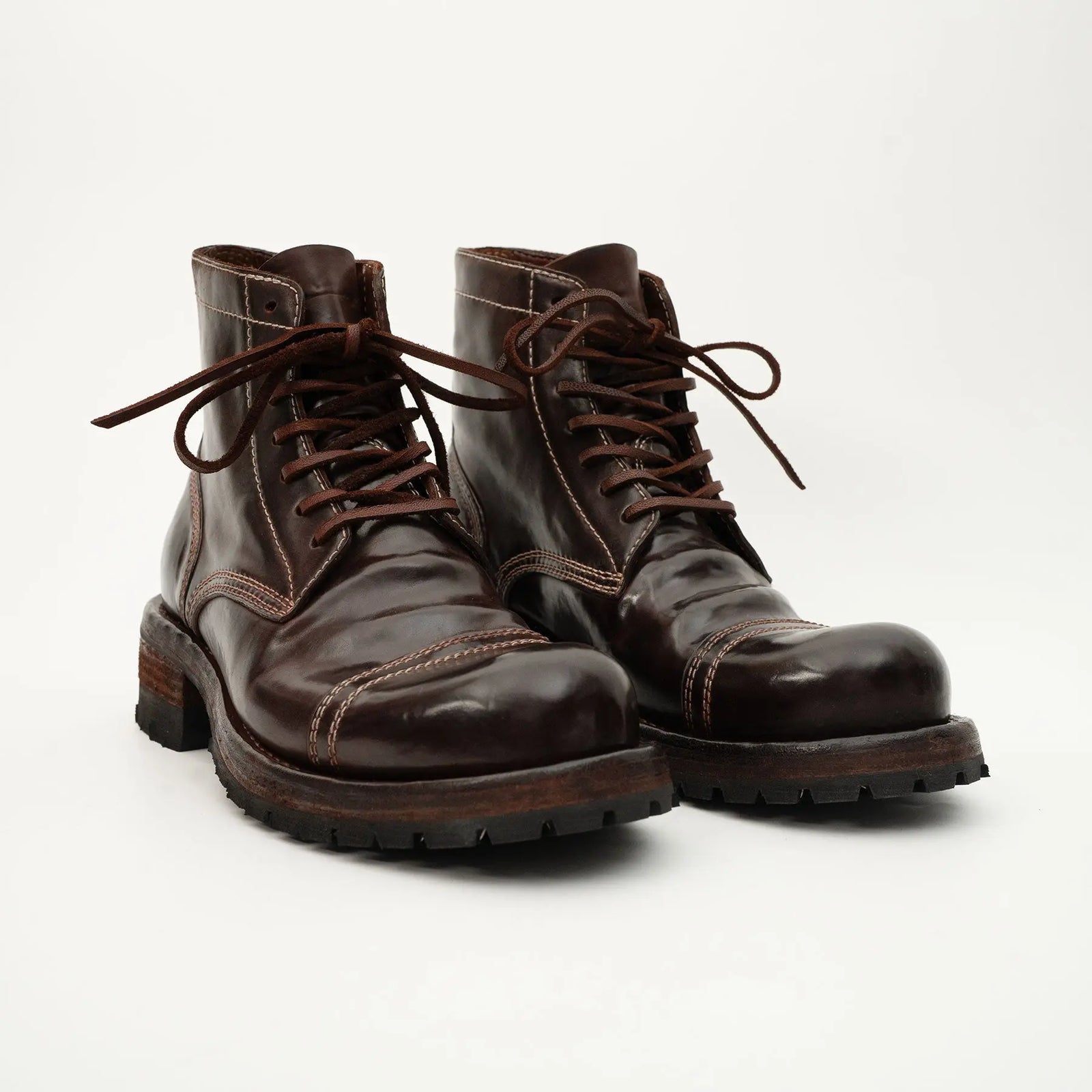 Dark Brown Horsehide Combat Boots