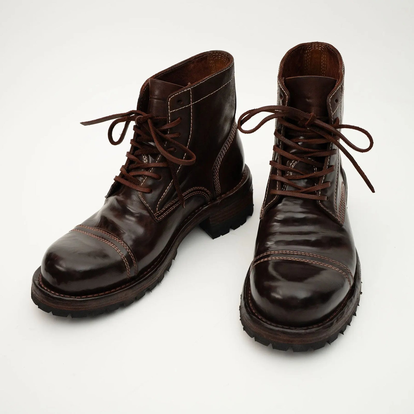 Dark Brown Horsehide Combat Boots