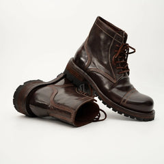 Dark Brown Horsehide Combat Boots