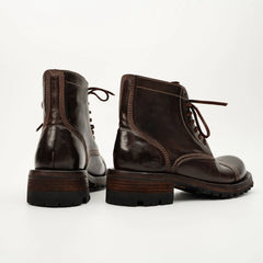 Dark Brown Horsehide Combat Boots