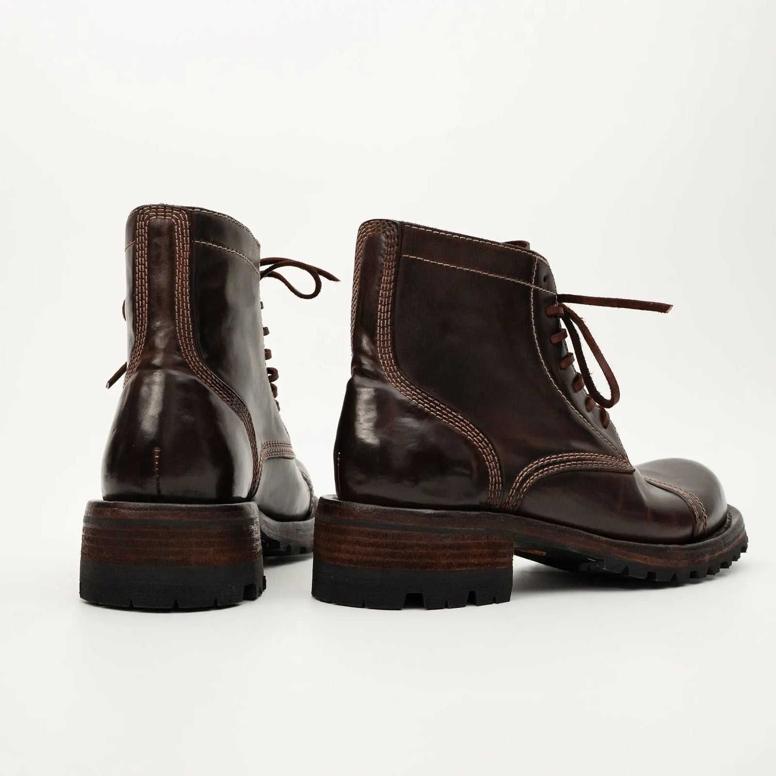 Dark Brown Horsehide Combat Boots