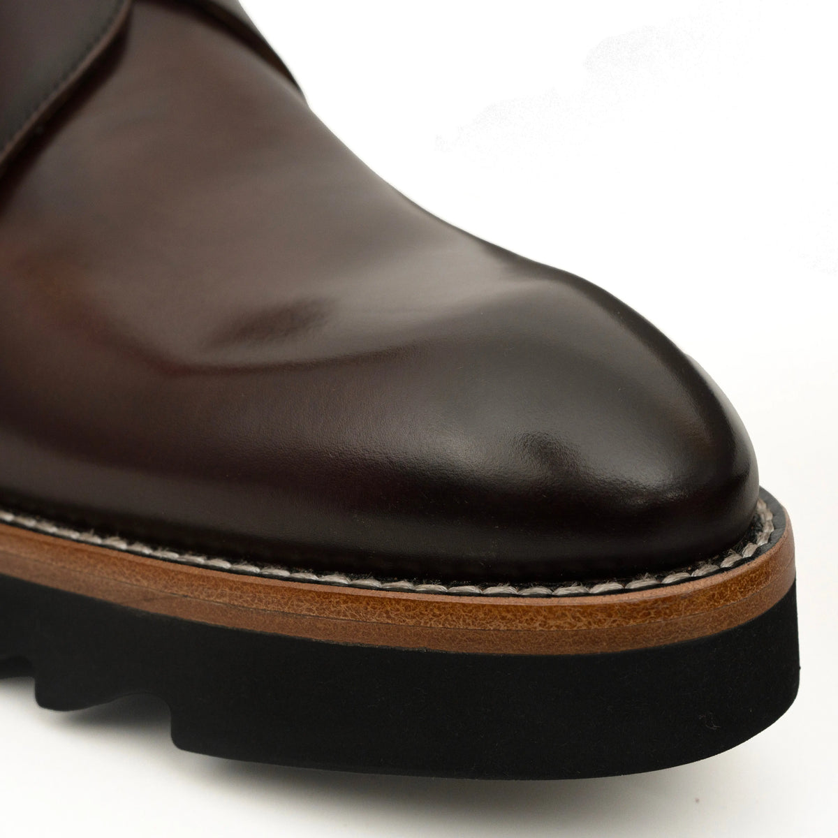 Dark Brown Lug Sole Monk Strap Shoes DIVINCH