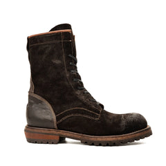 DIVINCH 5002A dark brown lace-up boots white background side view