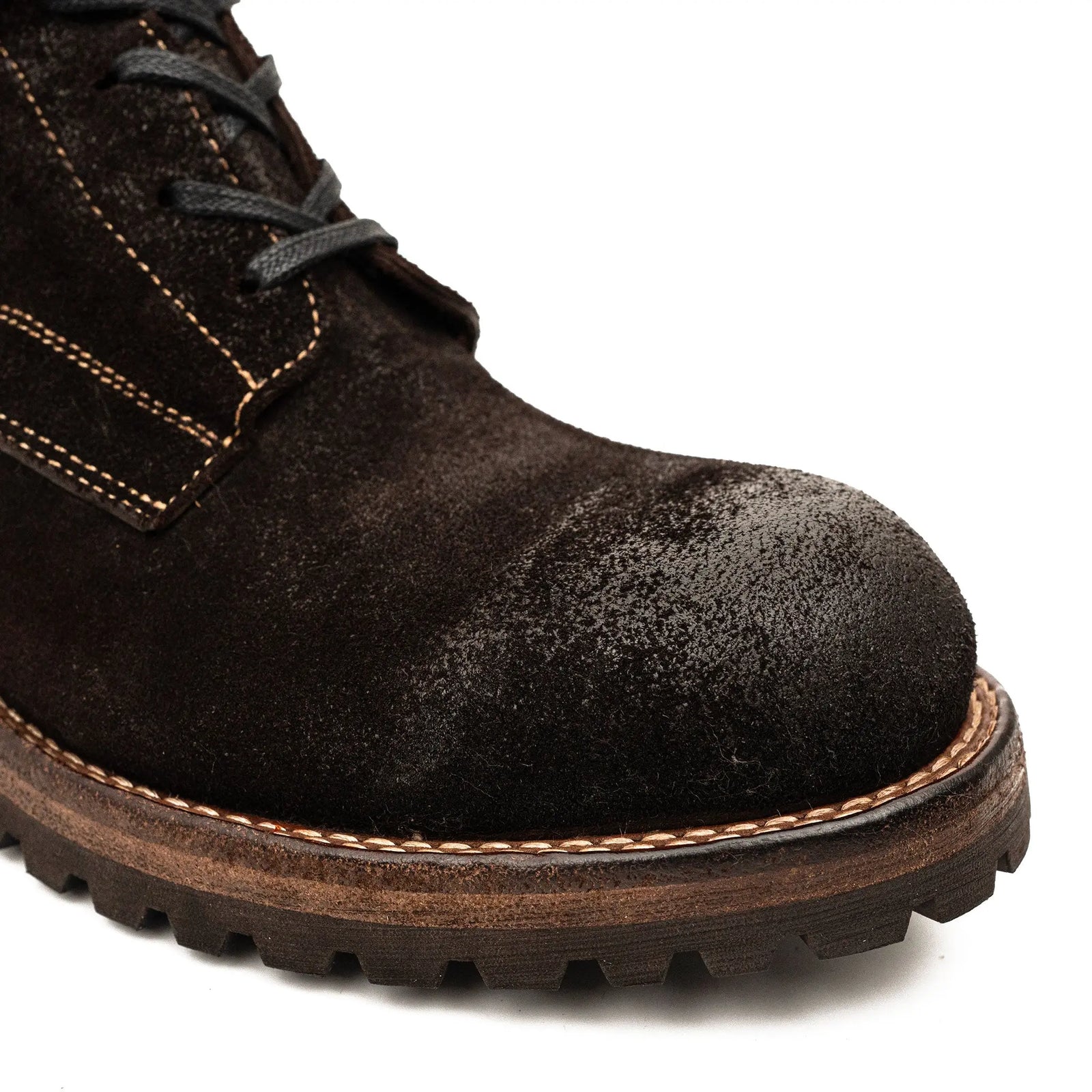 DIVINCH 5002A dark brown lace-up boots toe and welt detail