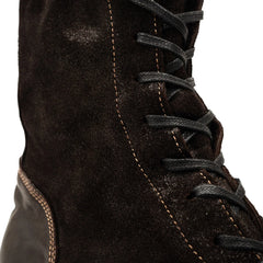 DIVINCH 5002A dark brown lace-up boots upper and lacing detail