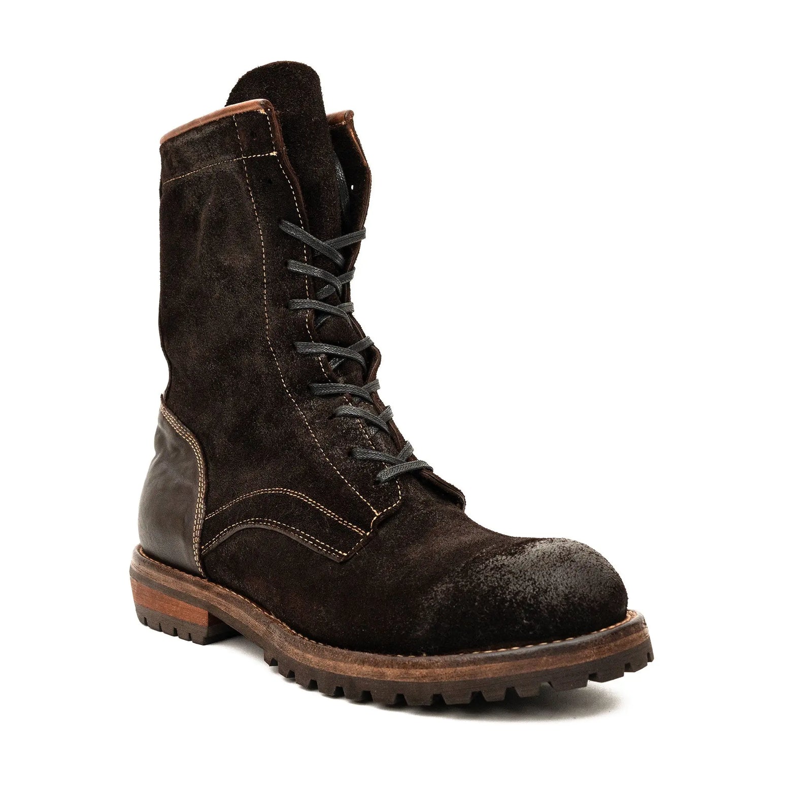 DIVINCH 5002A dark brown lace-up boots three quarter view