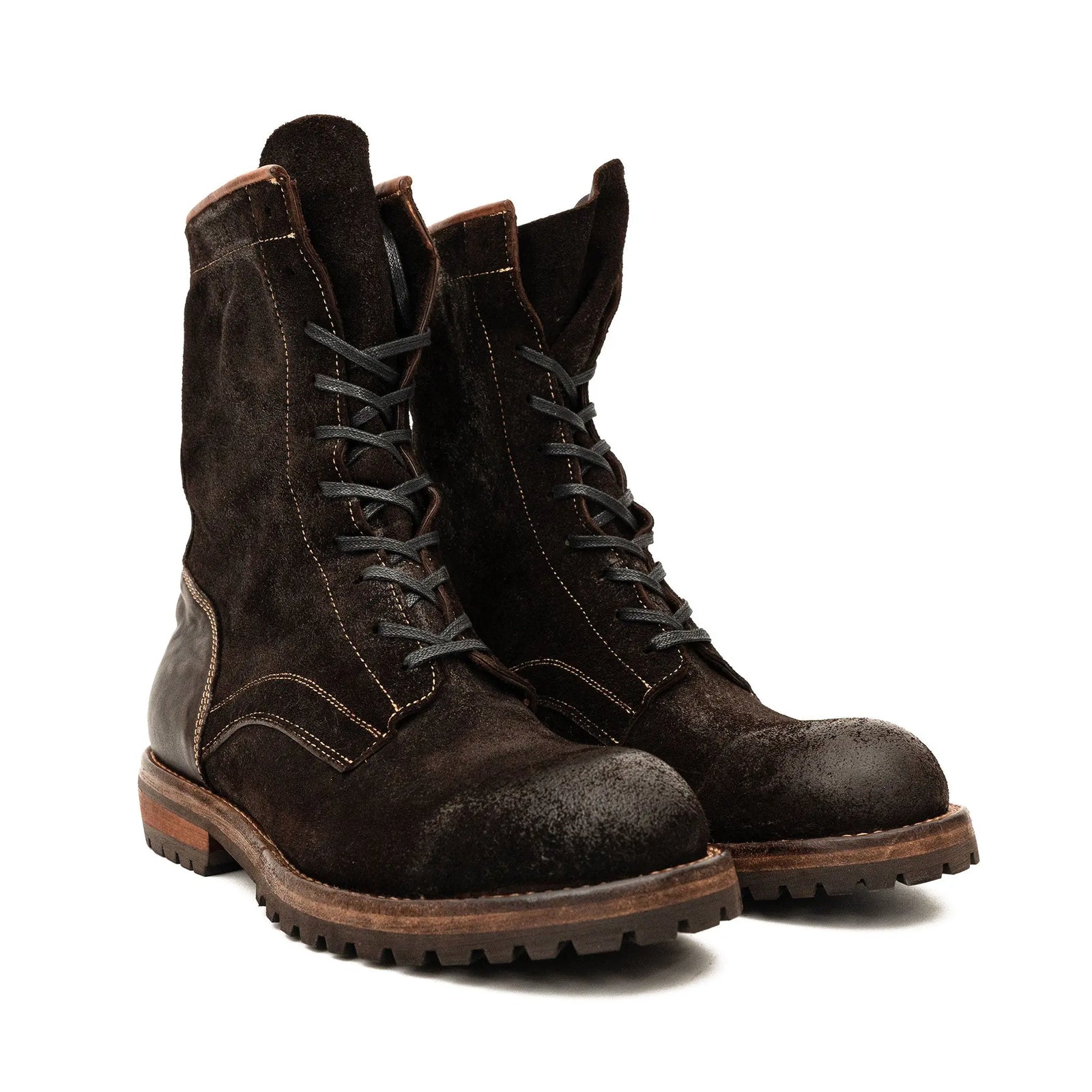 DIVINCH 5002A dark brown lace-up boots pair front view