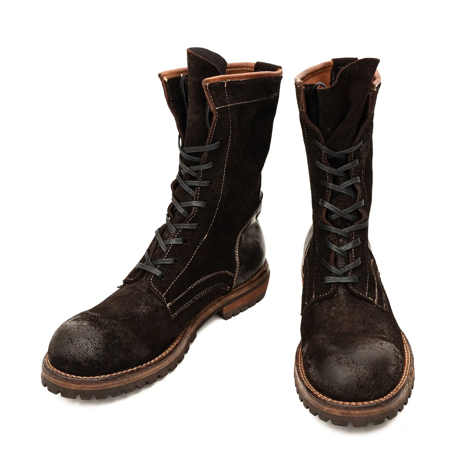 DIVINCH 5002A dark brown lace-up boots top pair view