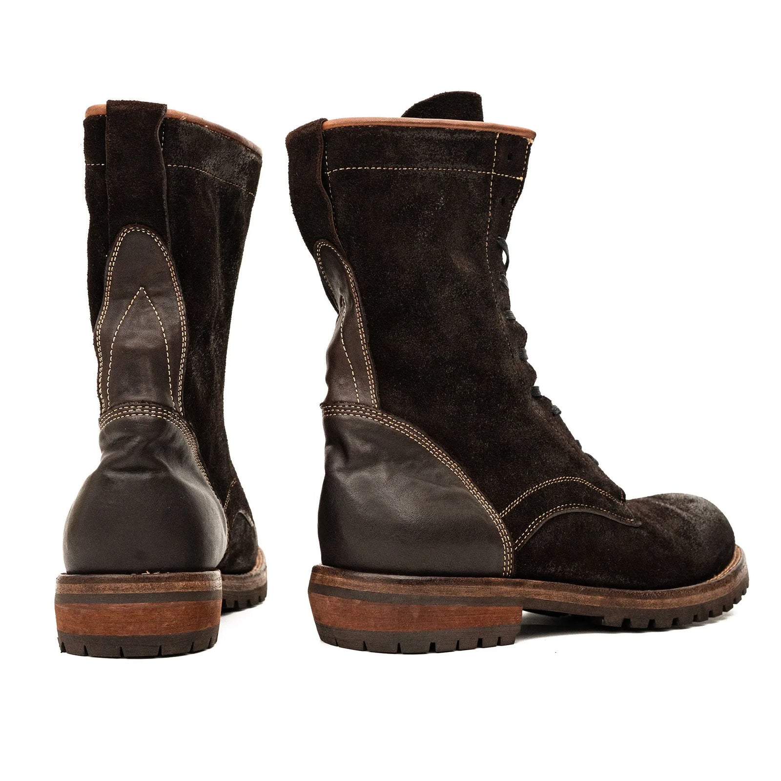 DIVINCH 5002A dark brown lace-up boots rear pair view