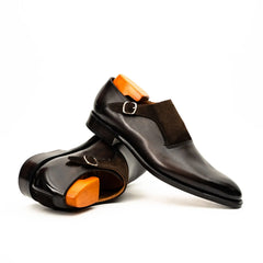 Dark Brown Suede-Panel Monk Shoe DIVINCH