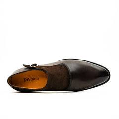 Dark Brown Suede-Panel Monk Shoe DIVINCH
