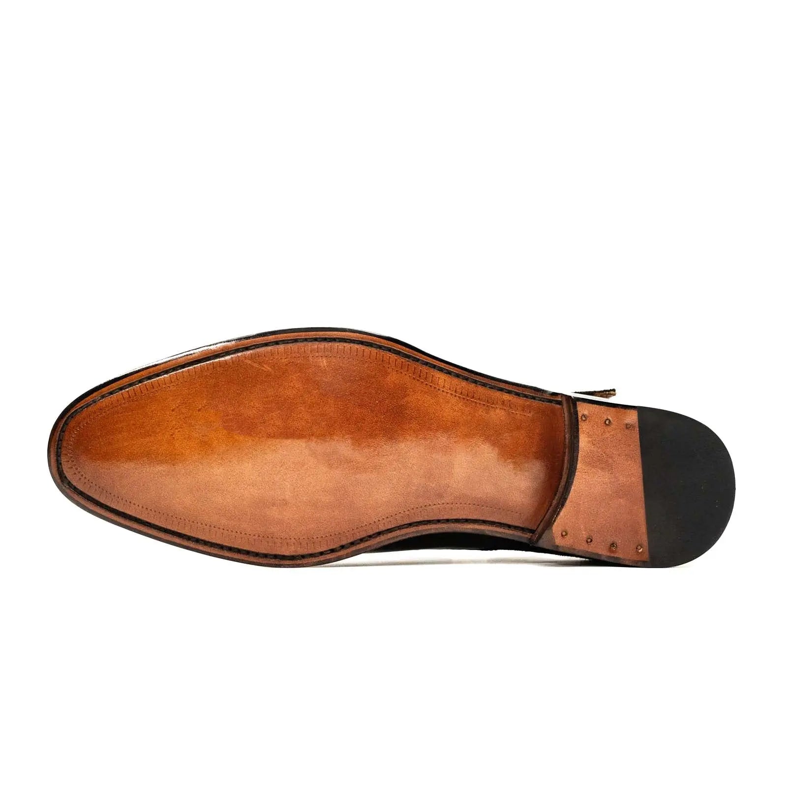 Dark Brown Suede-Panel Monk Shoe