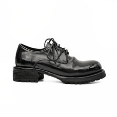 Jet Black Washed Horse Leather Derby