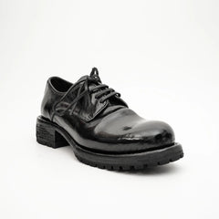 Jet Black Washed Horse Leather Derby