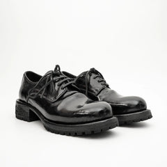 Jet Black Washed Horse Leather Derby