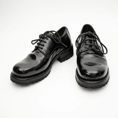 Jet Black Washed Horse Leather Derby