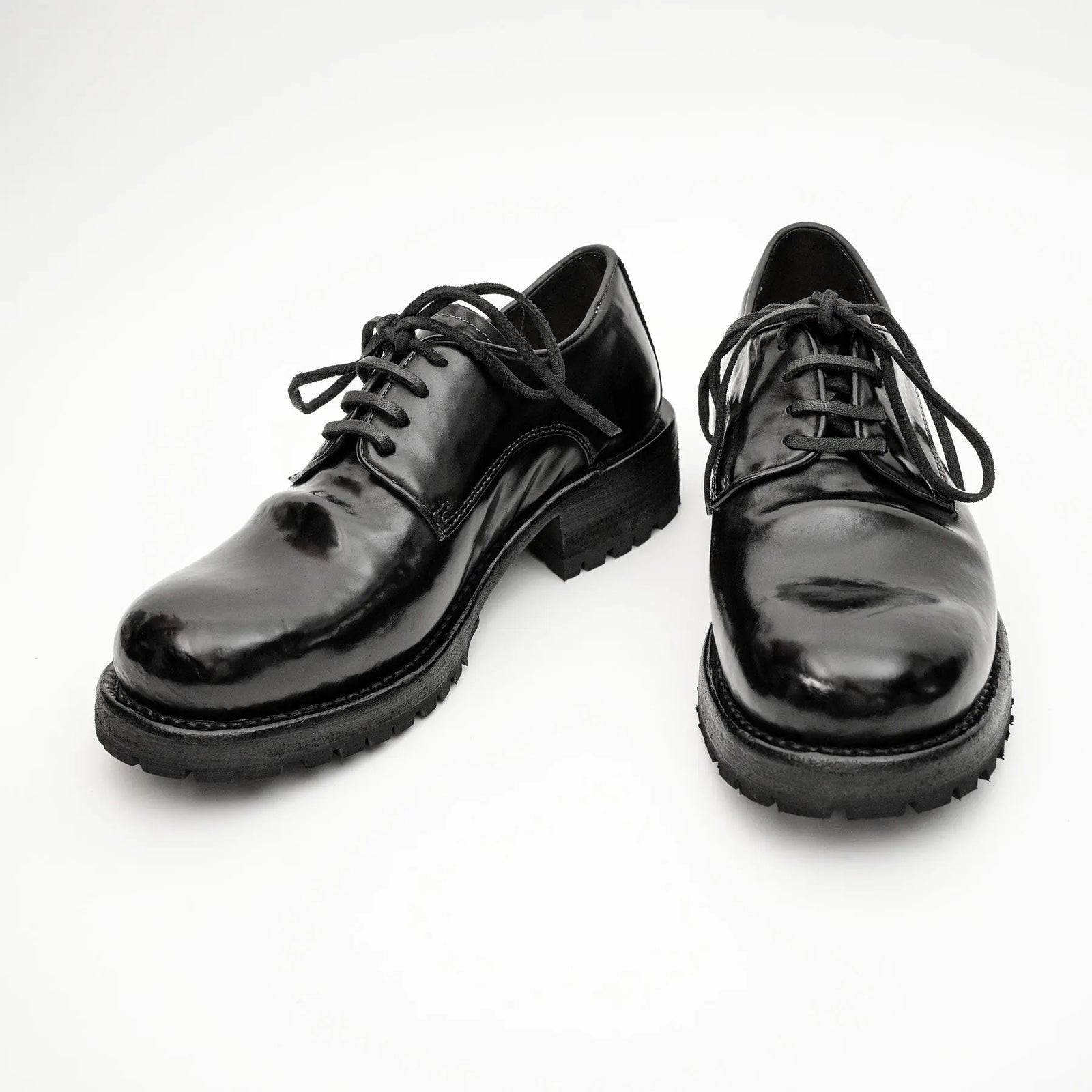 Jet Black Washed Horse Leather Derby
