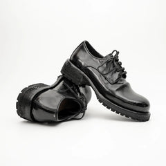 Jet Black Washed Horse Leather Derby