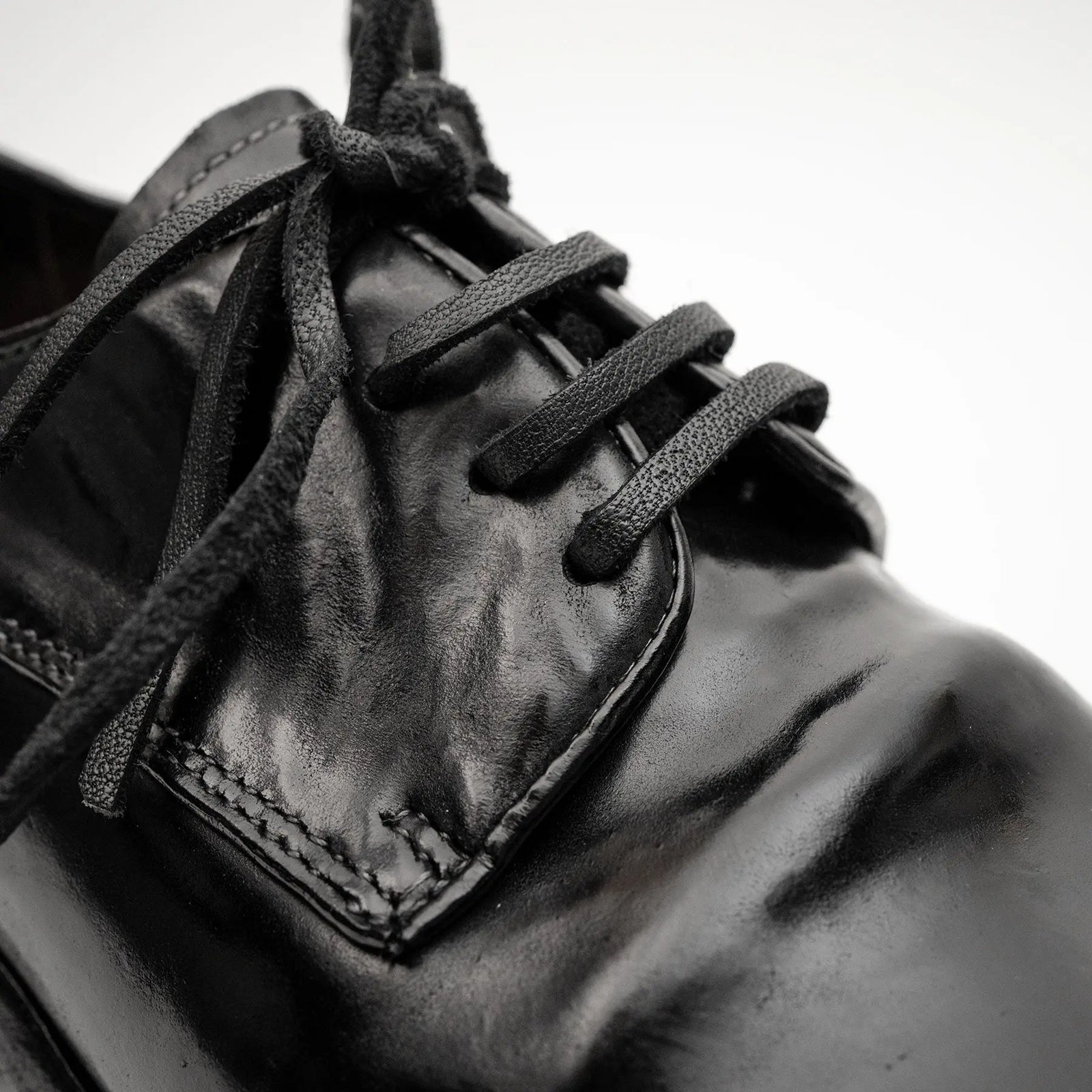 Jet Black Washed Horse Leather Derby