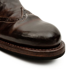 Dark Brown Washed Horse Leather Slip-On Casual Shoes