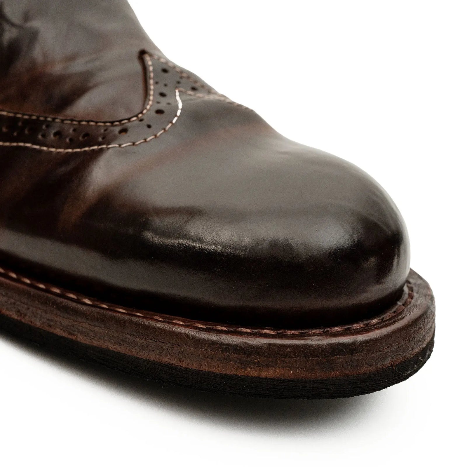 Dark Brown Washed Horse Leather Slip-On Casual Shoes