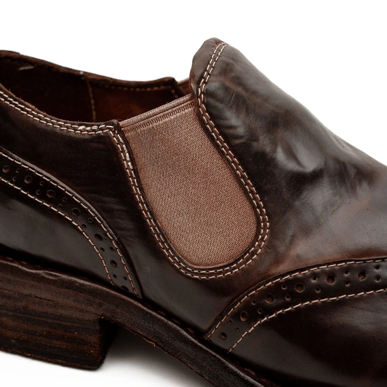 Dark Brown Washed Horse Leather Slip-On Casual Shoes