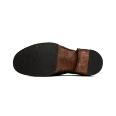 Dark Brown Washed Horse Leather Slip-On Casual Shoes