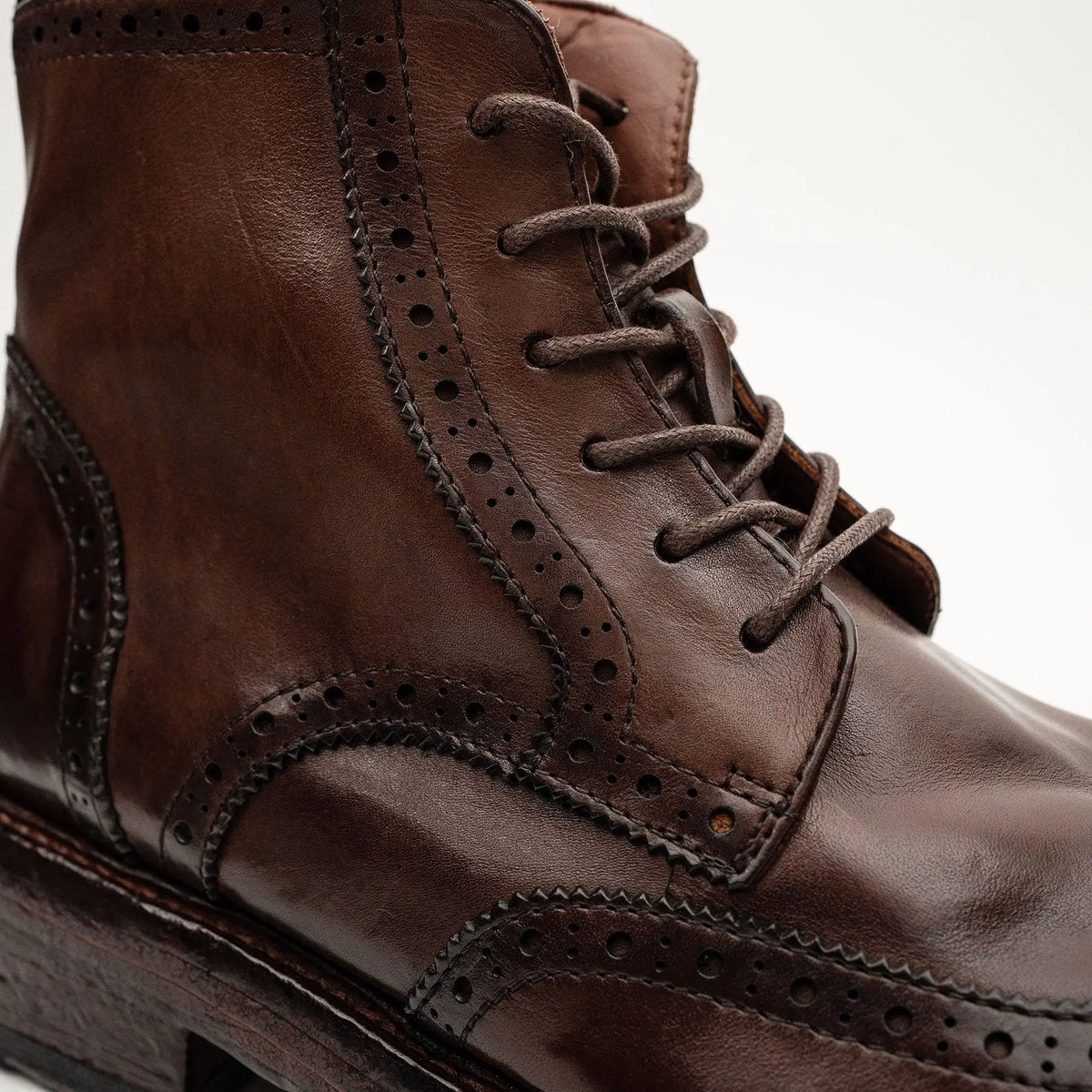 Dark Brown Wingtip Combat Boot DIVINCH